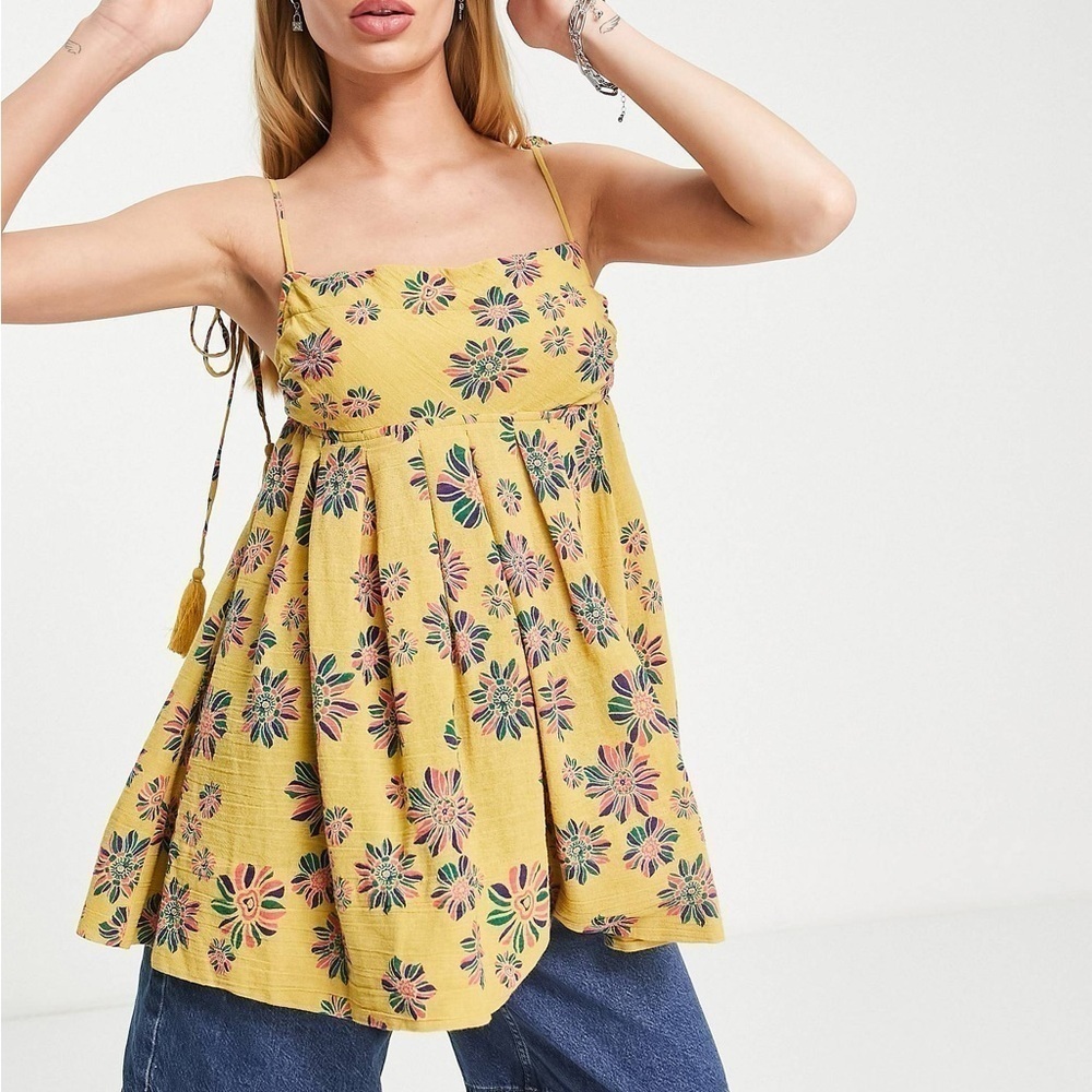 Free People indigo molly smock cami in golden yellow